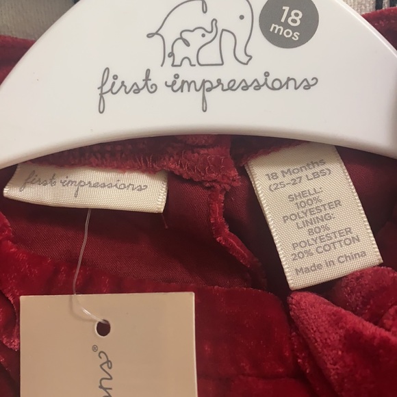 2PC First Impressions Velvet Red Dress - Picture 3 of 8